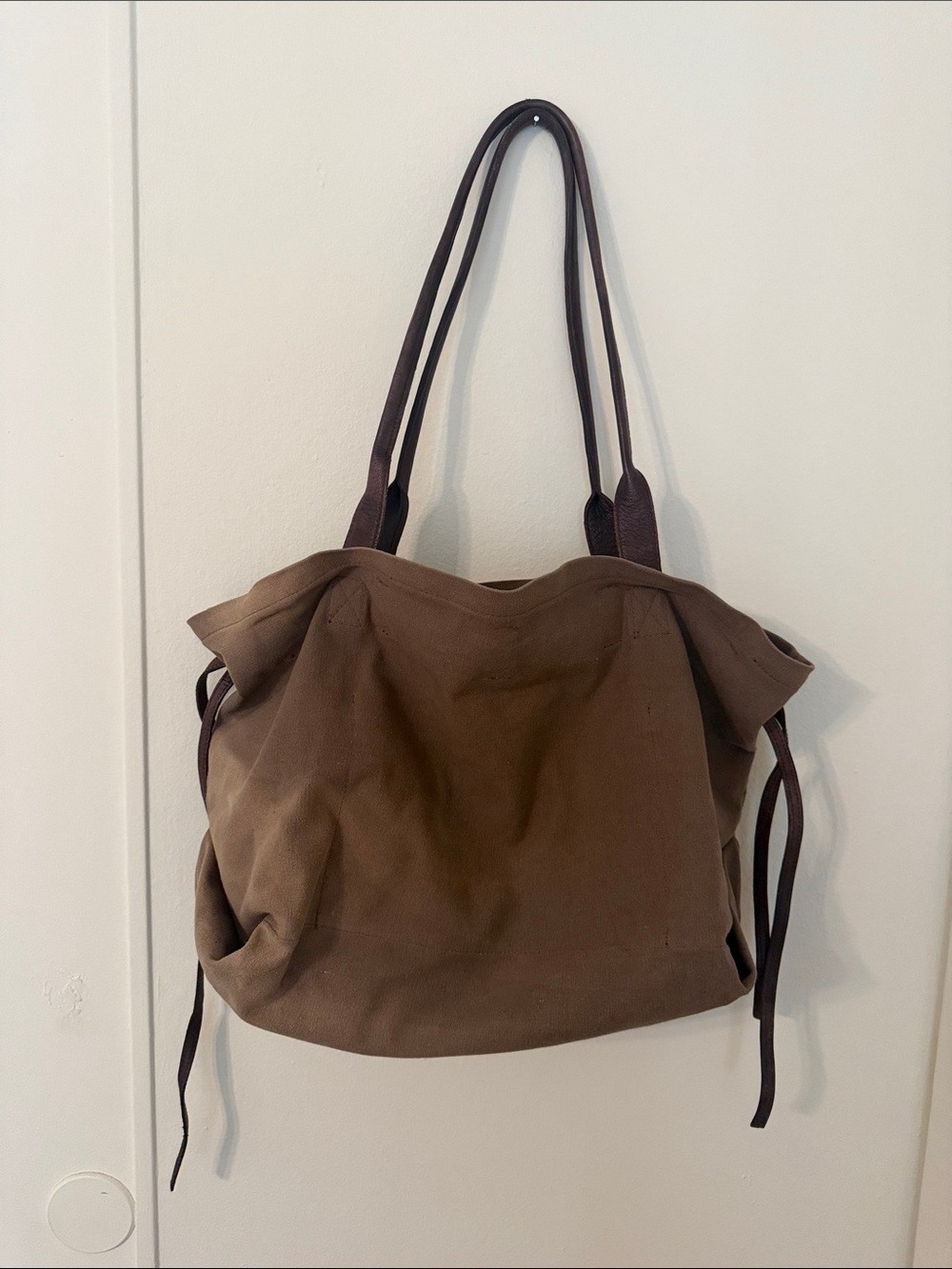 Free People Brown Canvas Tote Bag Shoulder Bag